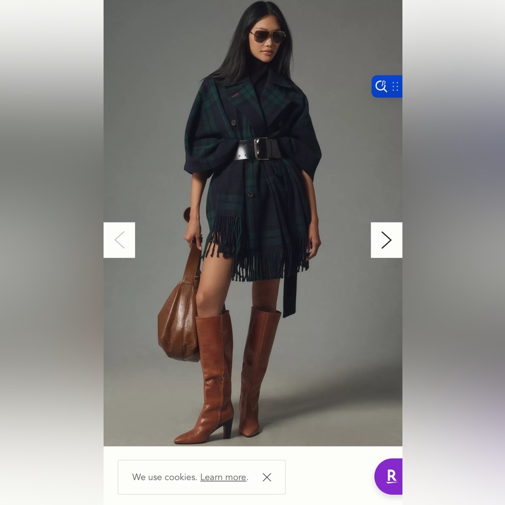 NWT Anthropologie Avec Les Filles Green and Navy Checkered Coat